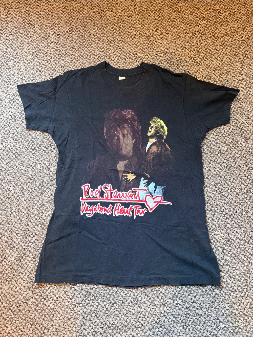 1991 Rod Stewart Black T-Shirt - Vagabond Heart Tour